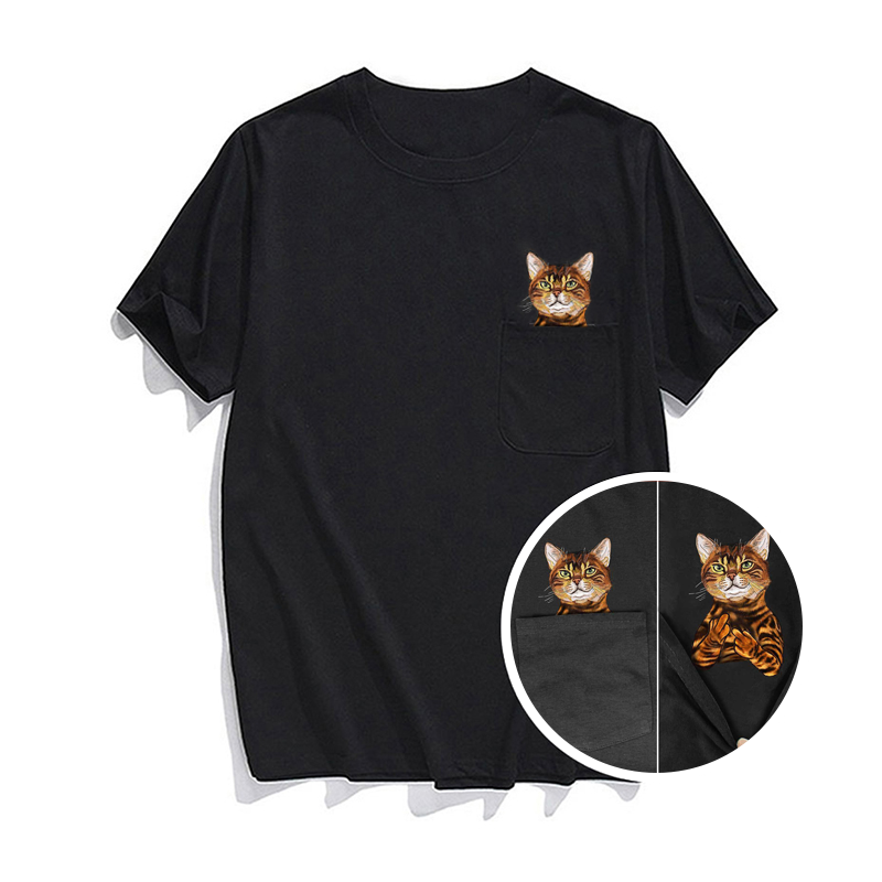 Versteckter Mittelfinger Signiert Lustige Katze Bedrucktes T-Shirt