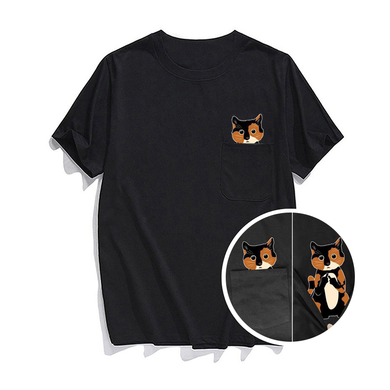 Versteckter Mittelfinger Signiert Lustige Katze Bedrucktes T-Shirt