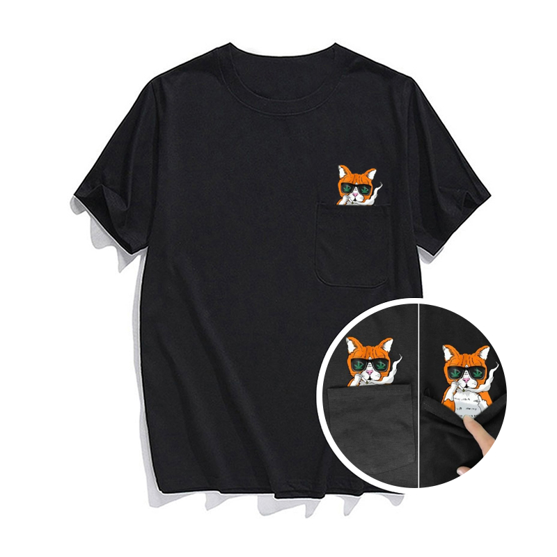 Versteckter Mittelfinger Signiert Lustige Katze Bedrucktes T-Shirt