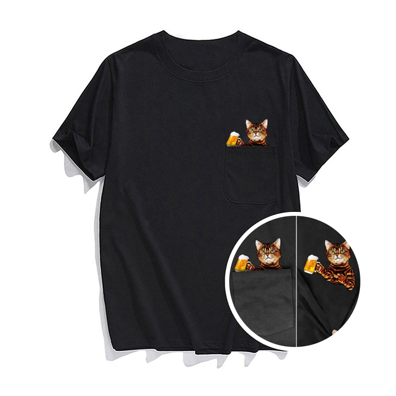 Versteckter Mittelfinger Signiert Lustige Katze Bedrucktes T-Shirt