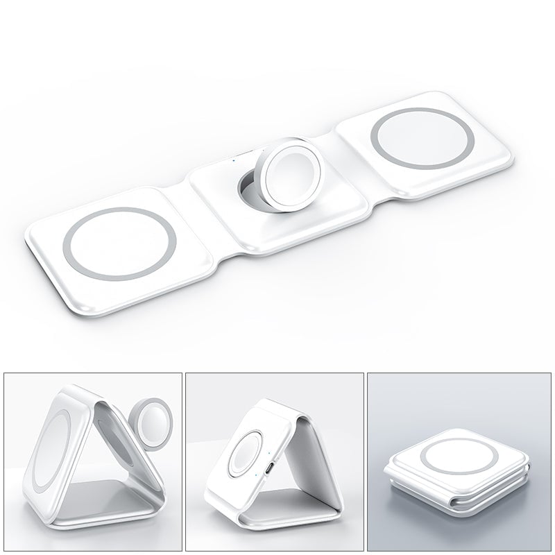 Ny foldbar 3-i-1 trådløs oplader