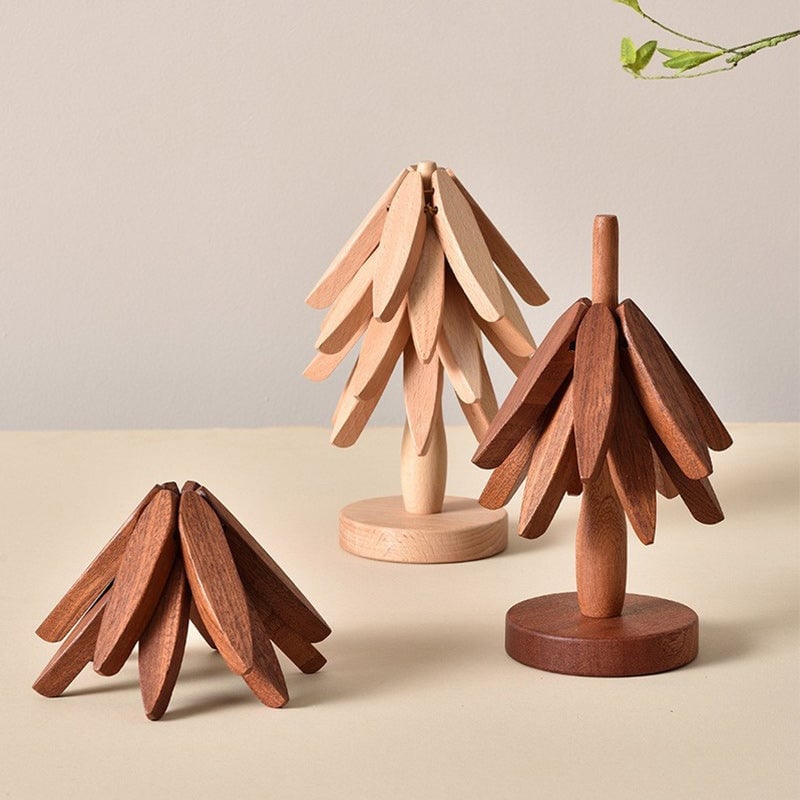 Holzbaum-Tischuntersetzer-Set