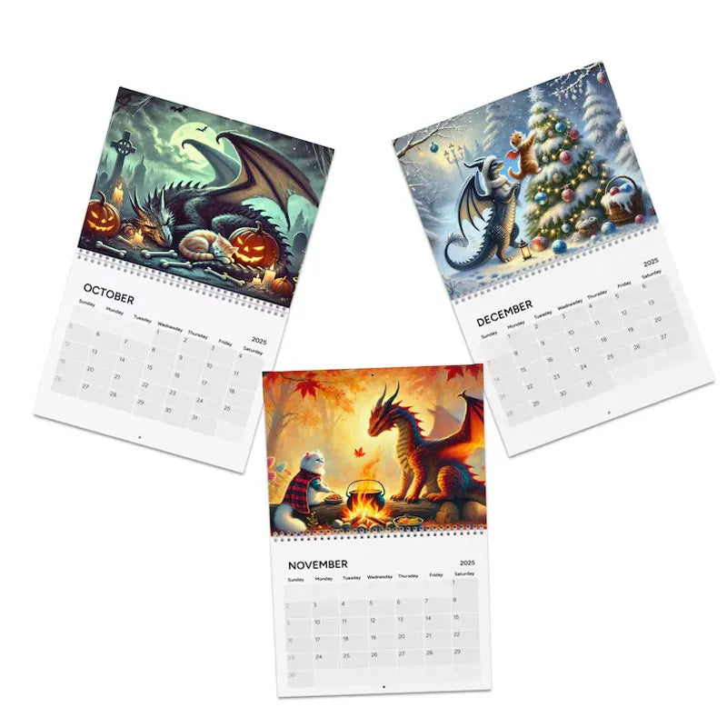 Katzen-Drachenreiter-Kalender 2025
