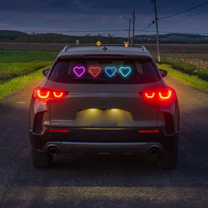 Solarbetriebene Herz-Neon-Ambienteleuchte für die Heckscheibe des Autos