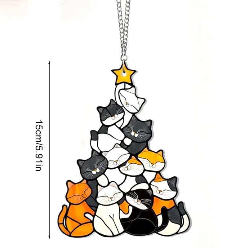 Katte Juletræ Suncatcher Ornament