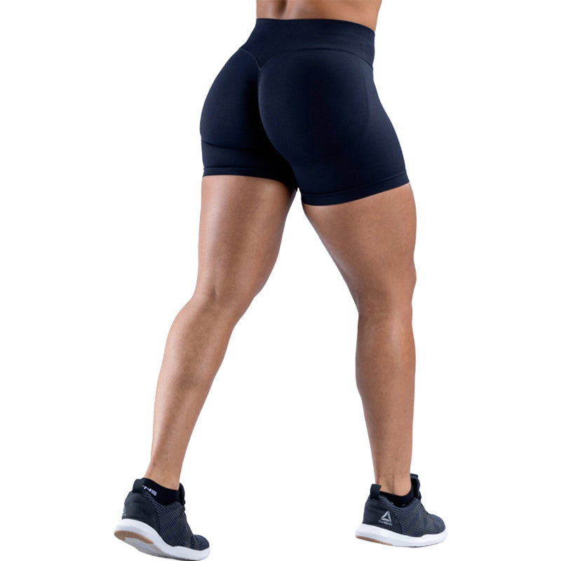 Einfarbige Sportshorts mit hoher Taille für Damen