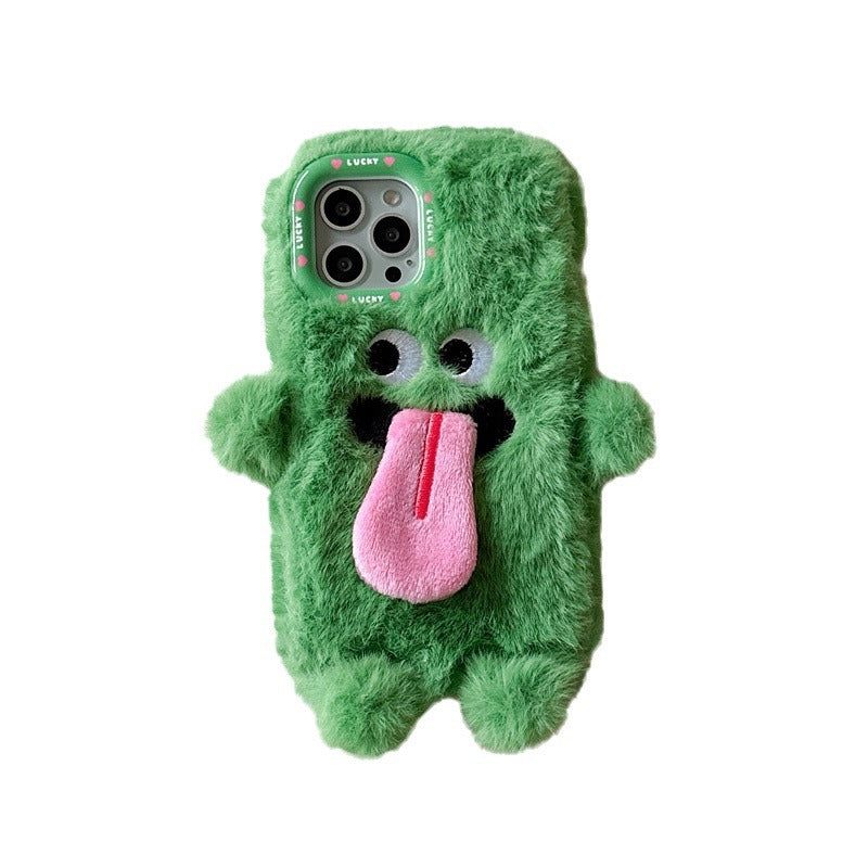 Lustige Plüsch-Handyhülle mit herausgestreckter Zunge