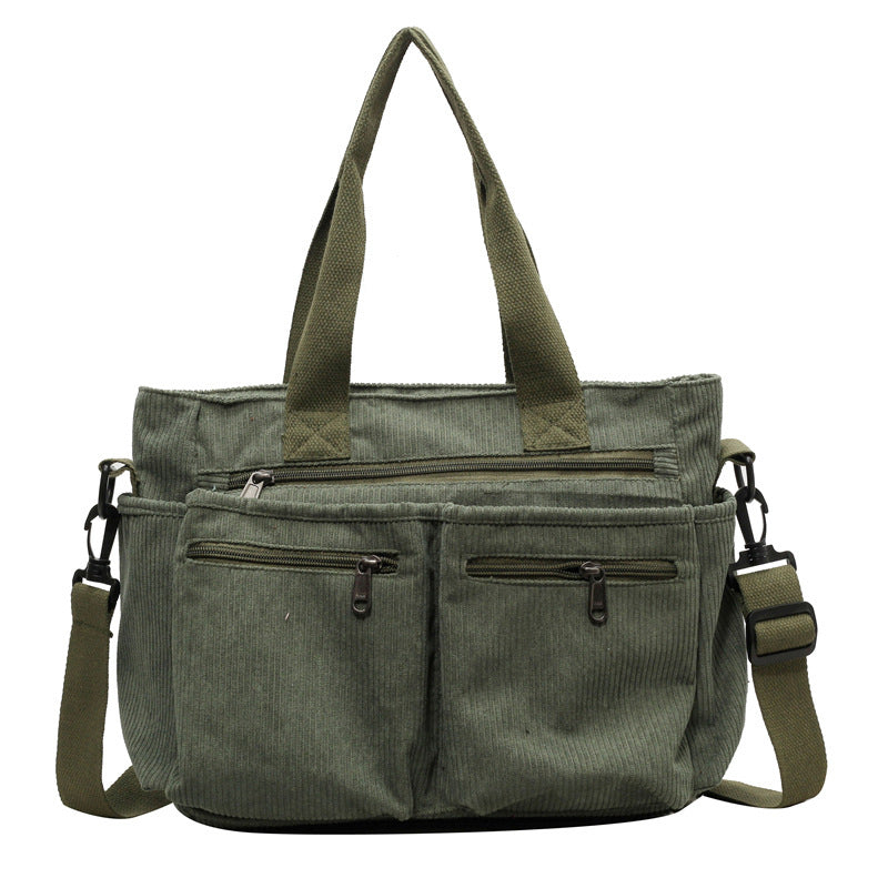 Ensfarvet corduroy totebag