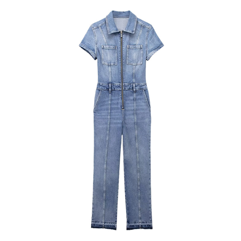 Schmale Bootcut Denim-Jumpsuit