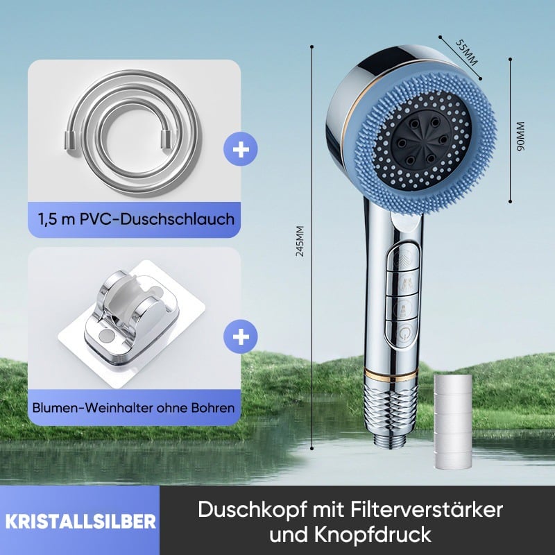 Druckverstärktes Handdusch-Set mit Bürste