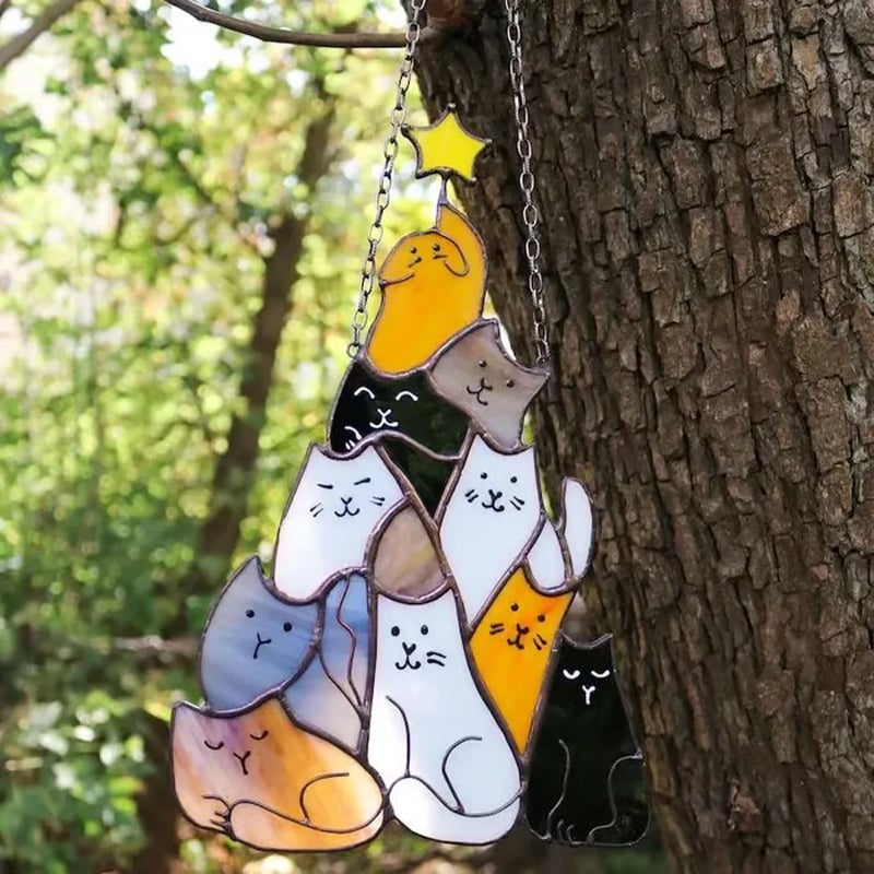 Katte Juletræ Suncatcher Ornament