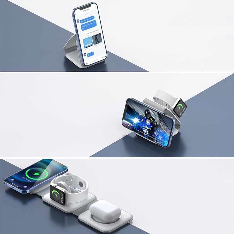 Ny foldbar 3-i-1 trådløs oplader