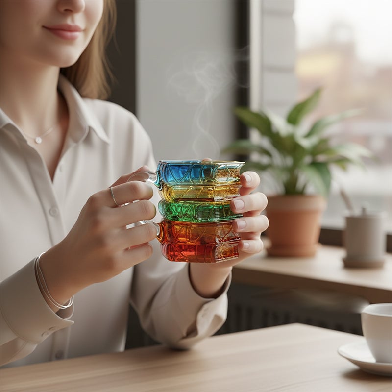 Handbemalte Buch-Kaffeetasse