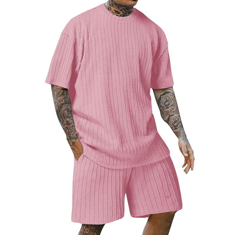 Shorts-Set mit einfarbiger Struktur für Herren