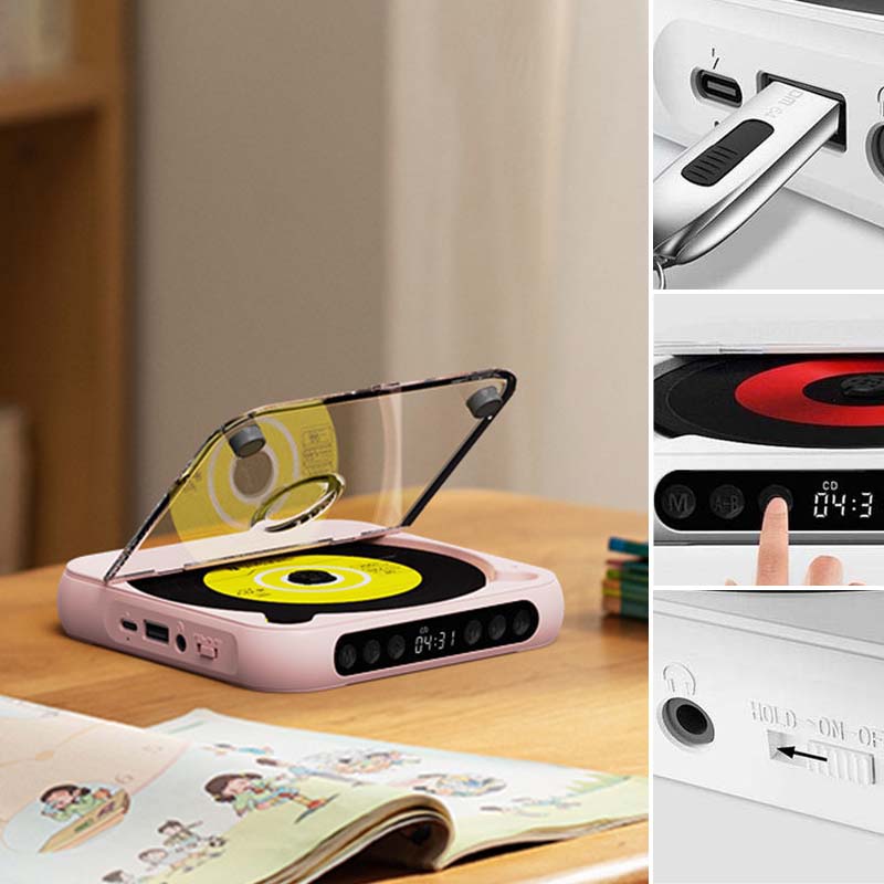 Bærbar Bluetooth-kompatibel cd-afspiller