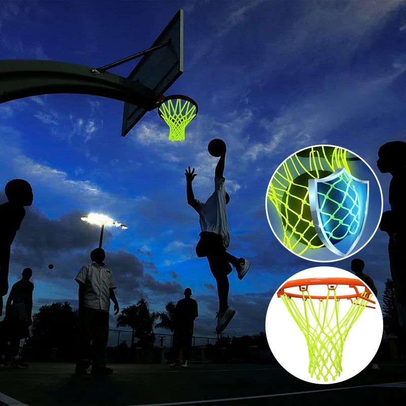 Nachtlicht Basketballnetz leuchtend im Freien