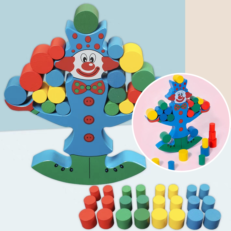 Clown-Balancierblöcke aus Holz