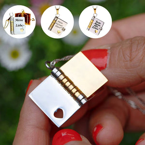 Öffnbares Buch-Anhänger Halskette aus Titanstahl