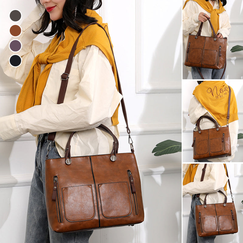 Damen Vintage Leder Umhängetasche