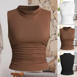 Geripptes Tanktop mit gerüschter Taille
