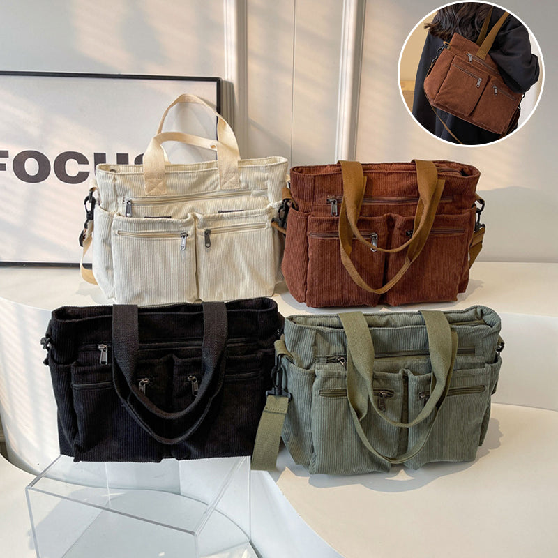 Ensfarvet corduroy totebag