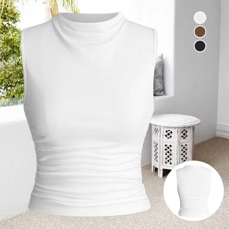 Geripptes Tanktop mit gerüschter Taille