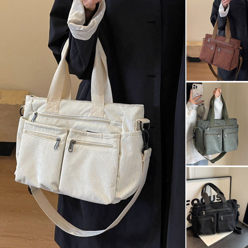 Ensfarvet corduroy totebag