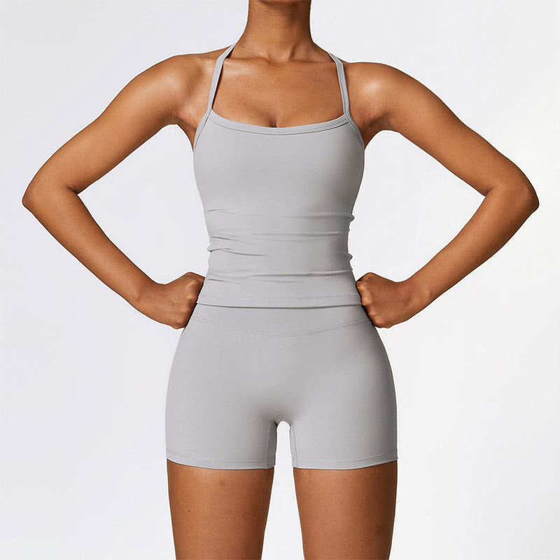 Hosenträger-Shorts für Frauen, einfarbig, Sport-Set
