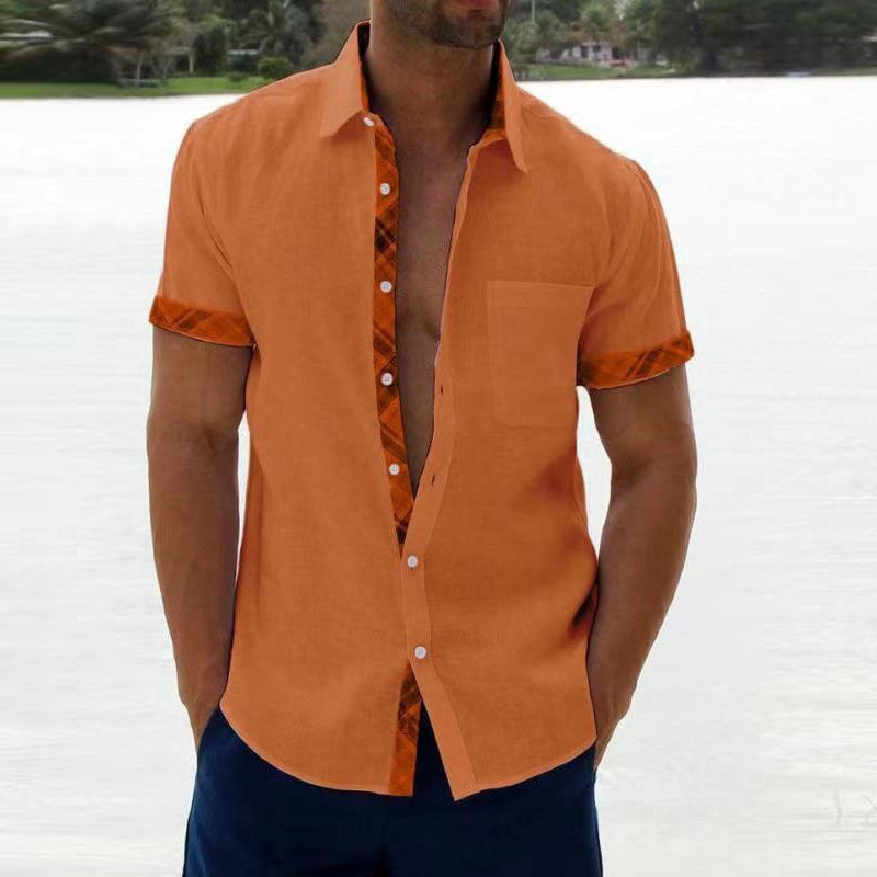 Lässiges Hemd mit kariertem Kragen und Knöpfen für Herren