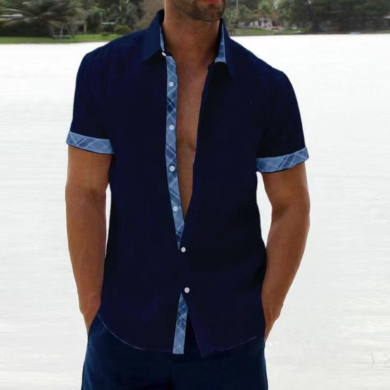 Lässiges Hemd mit kariertem Kragen und Knöpfen für Herren