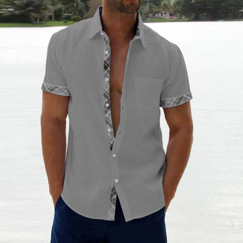 Lässiges Hemd mit kariertem Kragen und Knöpfen für Herren