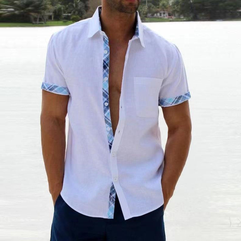 Lässiges Hemd mit kariertem Kragen und Knöpfen für Herren
