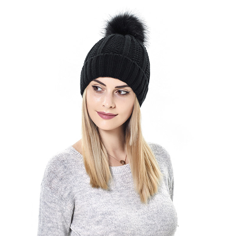 Elastische Rippenstrickmütze für Haarschutz