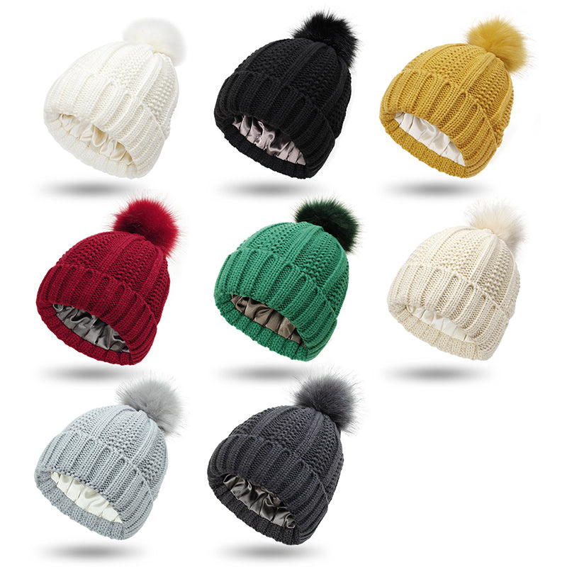Elastische Rippenstrickmütze für Haarschutz