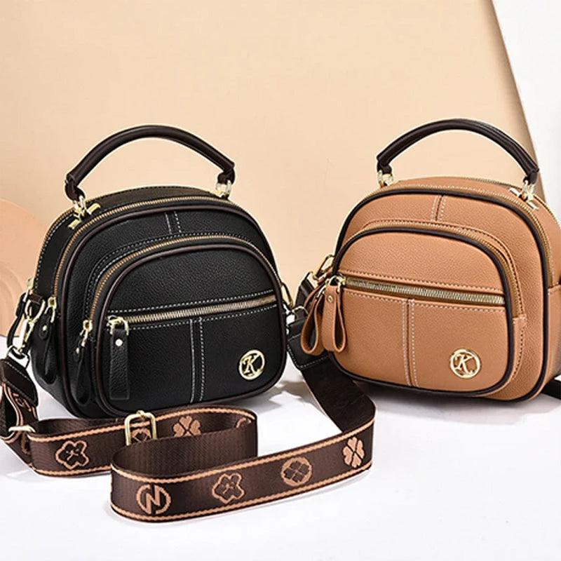 Verstellbare Ledertasche mit breitem Schultergurt