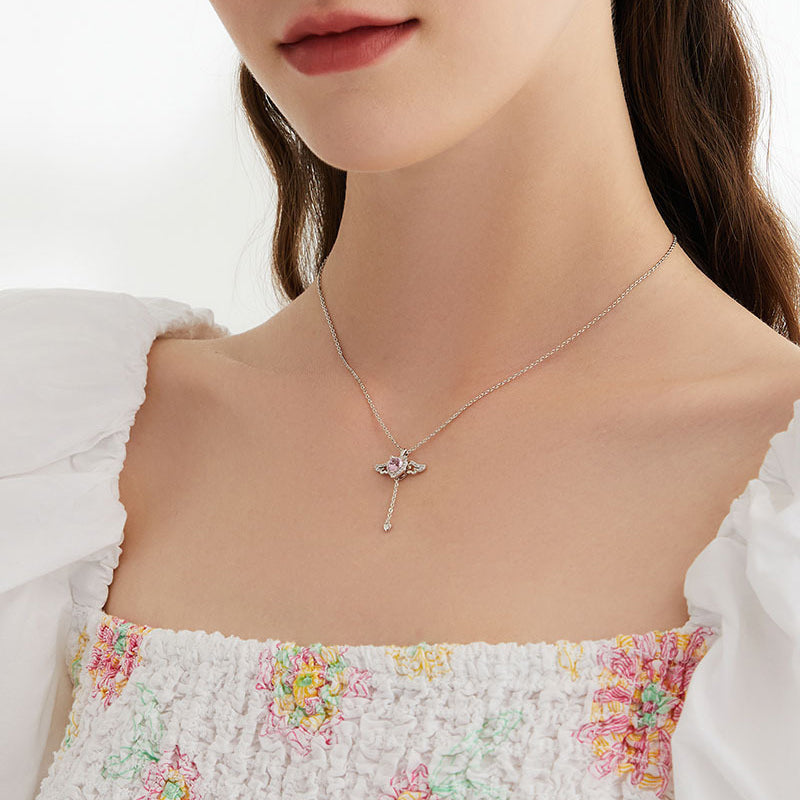Rosa Engelsflügel Halskette