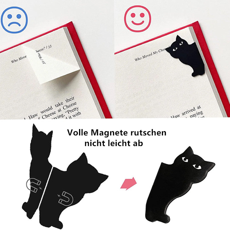 Magnetisches ungeschnittenes schwarzes Katzen Lesezeichen