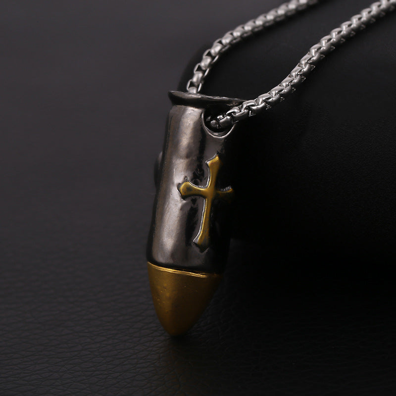 Heiliges Kreuz Bullet Totenkopf Halskette