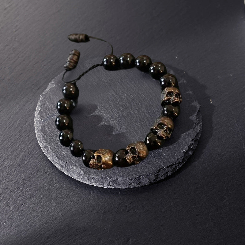 Obsidian Schädel Armband