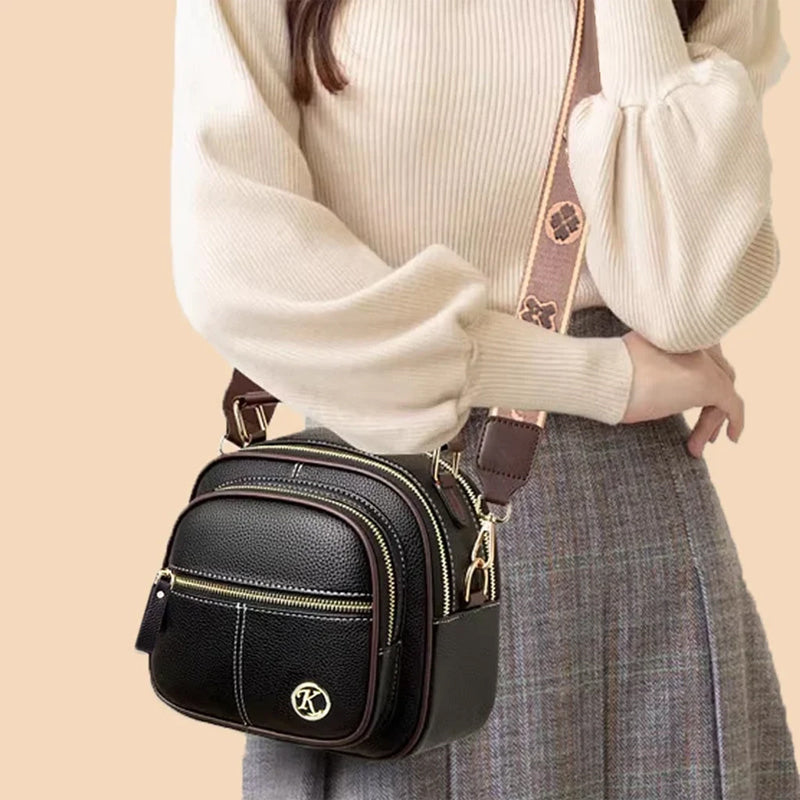Verstellbare Ledertasche mit breitem Schultergurt