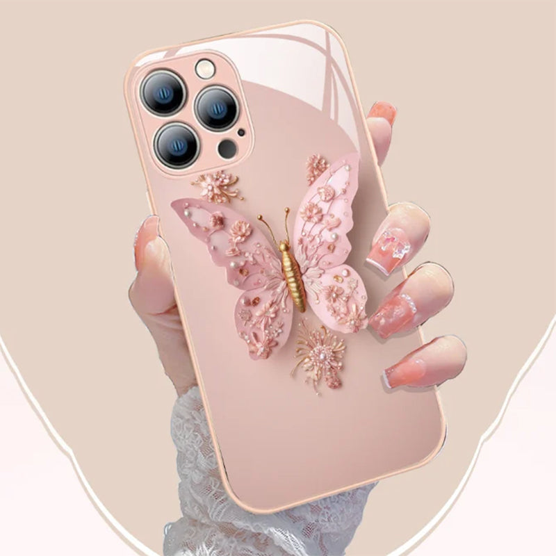3D-Schmetterlingsmuster Glas Handyhülle für iPhone