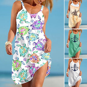 Kleid mit Stranddruck für den Urlaub