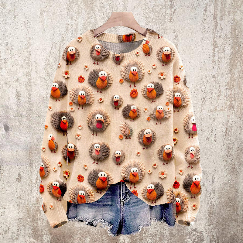 Weihnachten Niedliche kleine Türkei Druck gestrickt Pullover