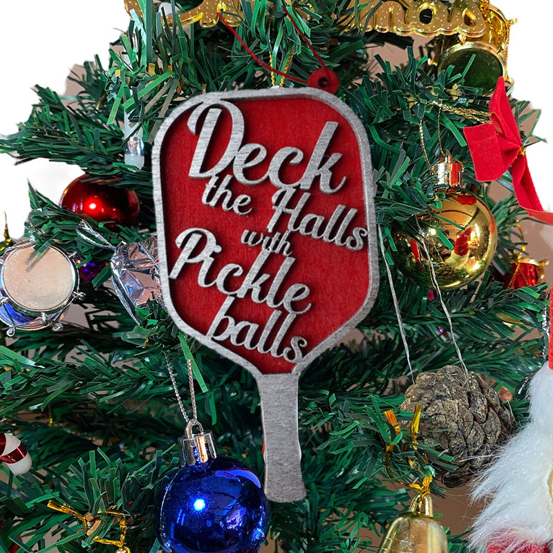 Weihnachtsanhänger mit Pickle-Ball-Dekoration aus Holz