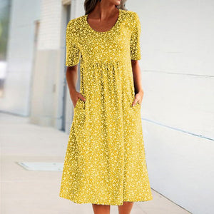 Blumen-Strandkleid mit Rundhalsausschnitt