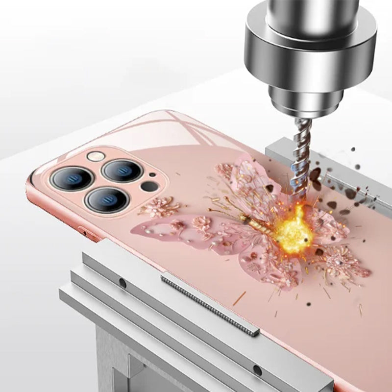 3D-Schmetterlingsmuster Glas Handyhülle für iPhone