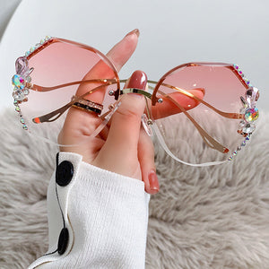 Randlose Diamant-Sonnenbrille für Damen