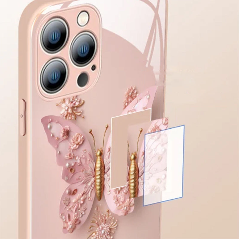 3D-Schmetterlingsmuster Glas Handyhülle für iPhone