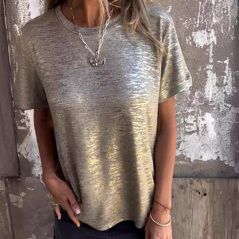 Kurzärmliges T-Shirt mit Goldfolie