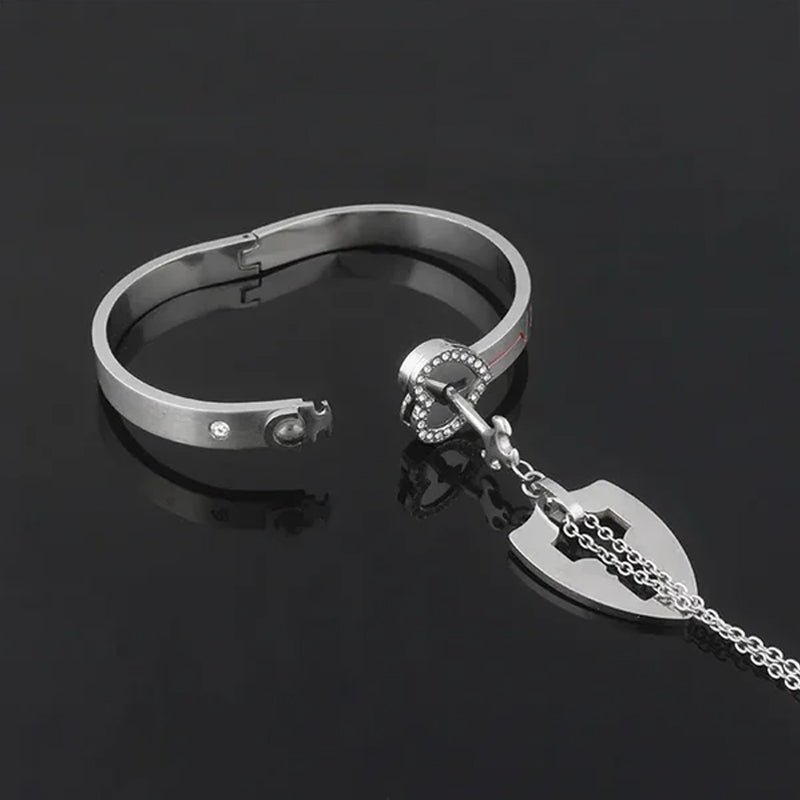 Schloss Armband und Schlüssel Halskette Set